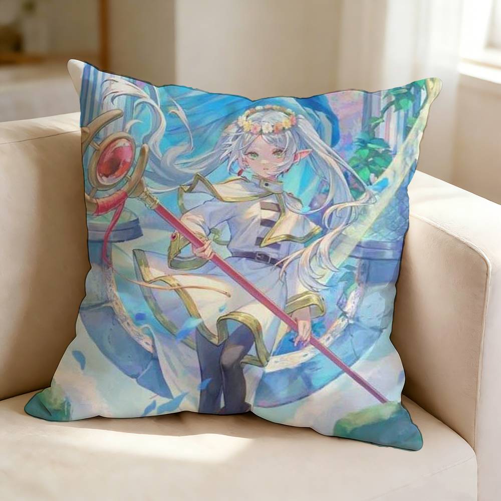 Anime FFrieren BBeyond Journeys End  Square DoubleSided Printed Pillow Case Bedroom Bedside Pillow Sofa Cushion Cover