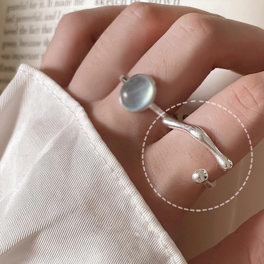 Xiaomi 925 Sterling Silver Oval Blue Stone Rings For Women Counple Wedding Engagement Silver Women's Vintage Ring Fine Jewelry