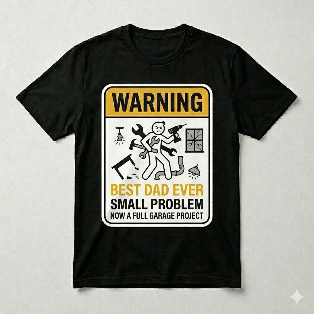 Best Dad Ever Garage Project Funny Fixer Dad Black Tee XXL