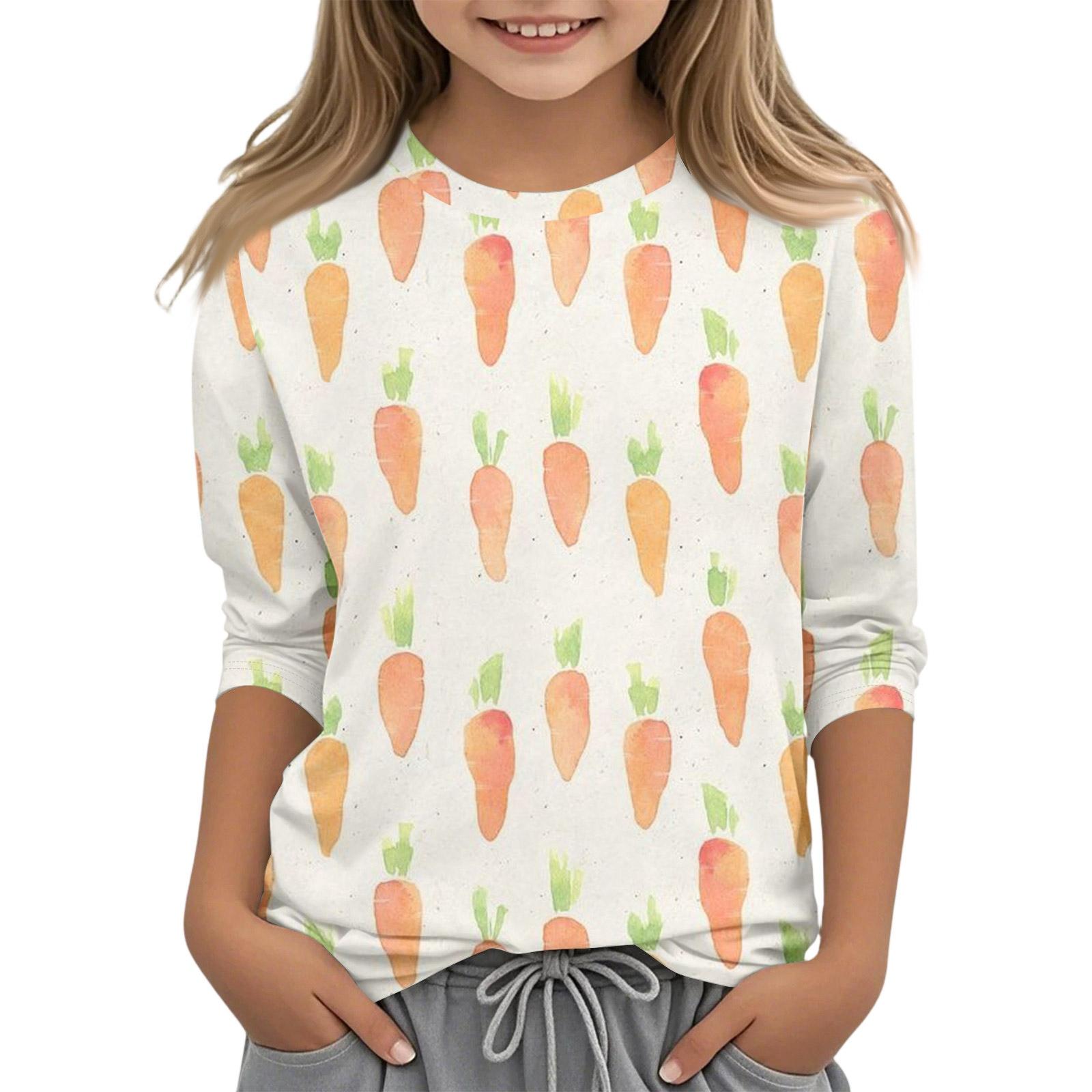 

Children s Casual Seven-Quarter Sleeve Round-Neck Fashion T-Shirt Top 140 бежевый