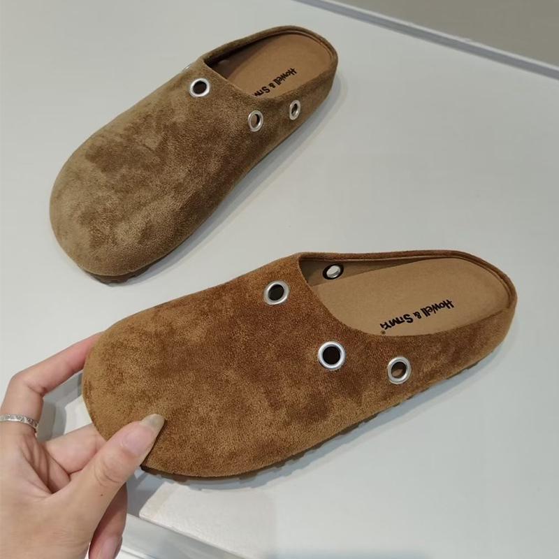 Fashion Flats Women Mules Shoes Casual Designer Slippers Suede Fashion Dress Woman Sandals 2025 New Cozy Slingback Zapatillas De Mujer