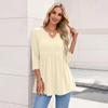 Women's Fashion Casual V-Neck Three-Quarter Sleeve Shirt