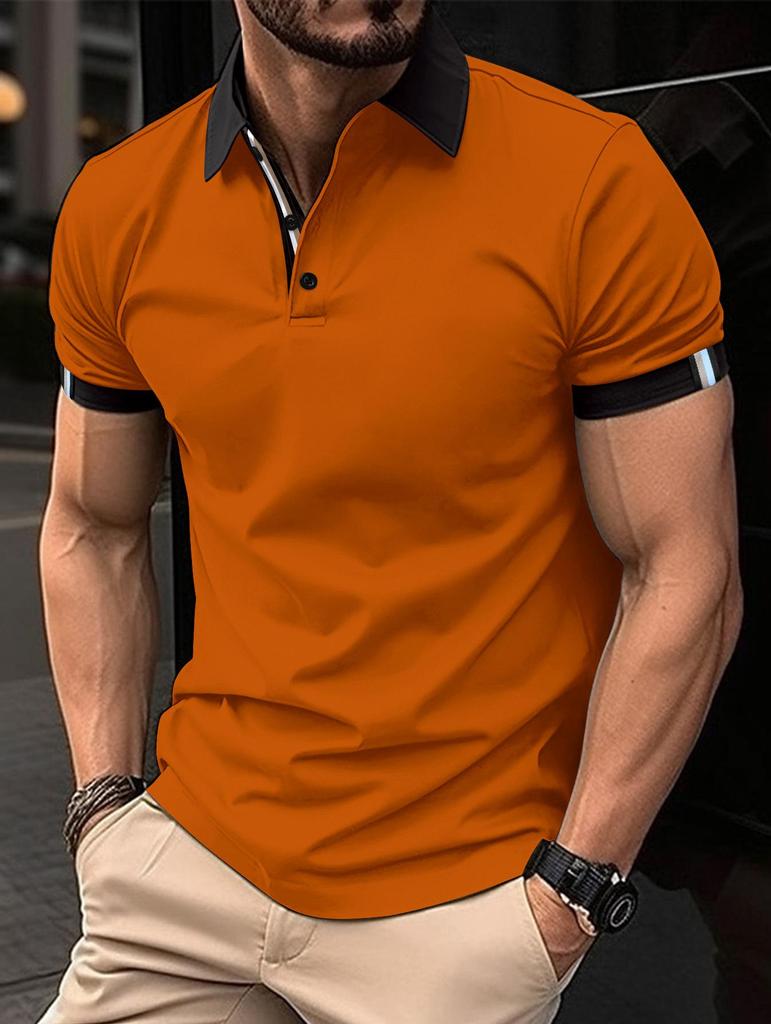 2024 Spring Men's Solid Color Short-Sleeve Polo Shirt