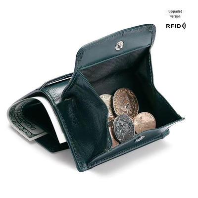 RFID-Geldbörse und Münzbörse aus echtem Leder für Damen mit Apple AirTag-Halter
