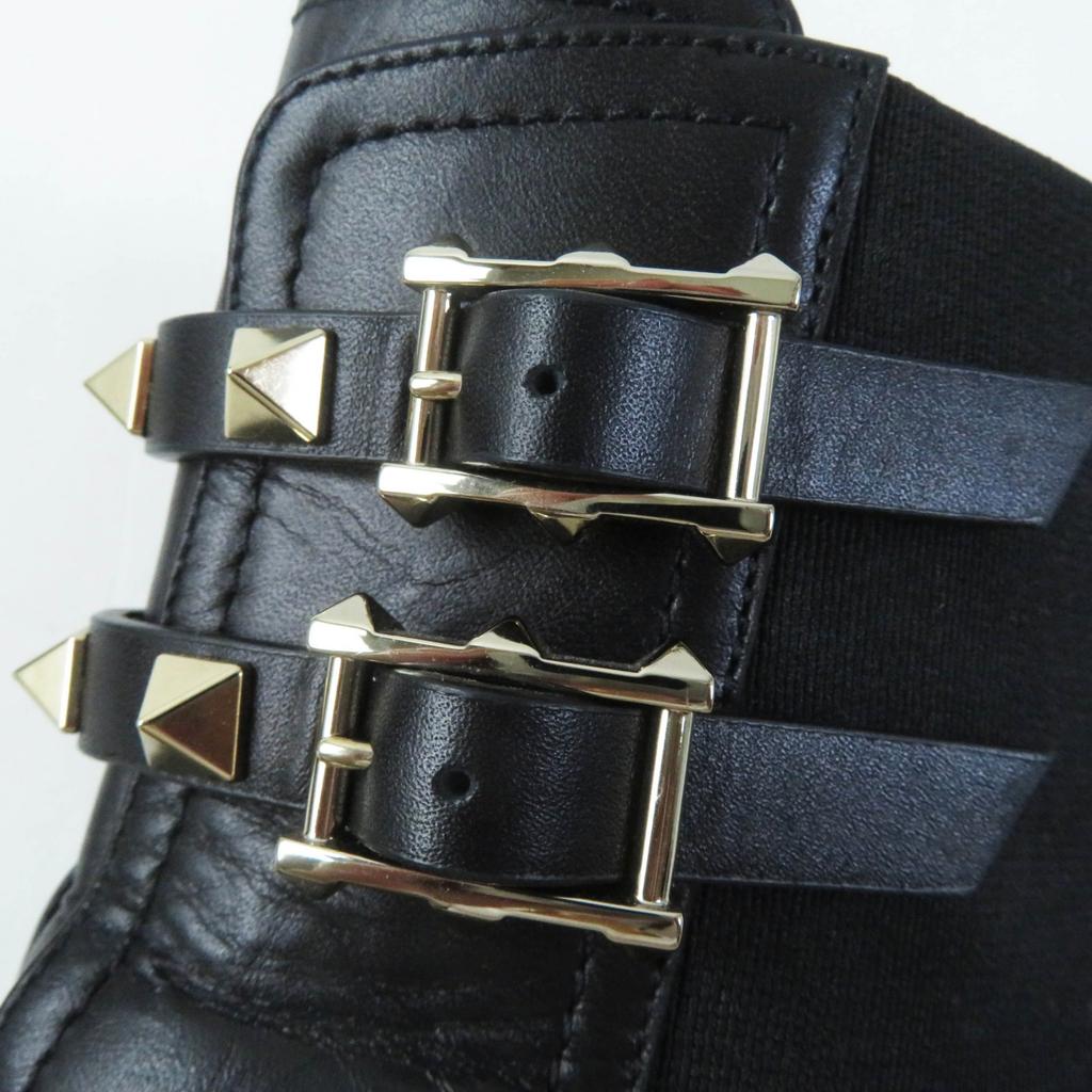 Valentino Garavani Short Boots Rock Stud NERO Leather Women 35.5 UW2S0Z80 Used
