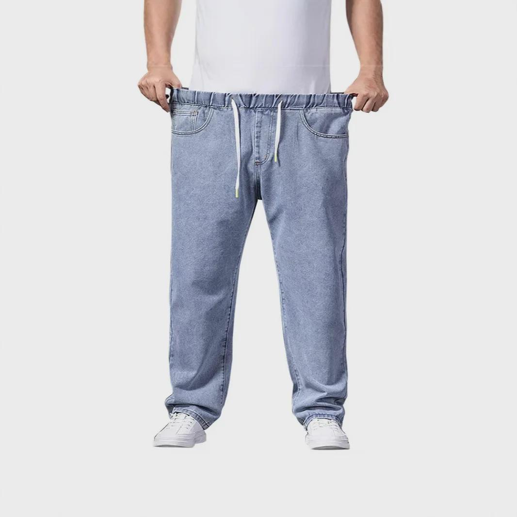 Polaris star Heren Grote Maat Wijde Pijp Rechte Jeans - Herfst Dikke Denim Broek 5XL lichtblauwe kleur