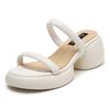Tropical coconut island leather platform slippers women's summer wear beach sandals heightened thick heel waterproof table with sandals