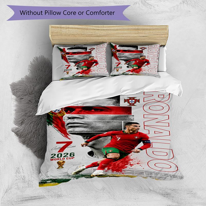 Ronaldo's Cr7 Goal Celebration Bedding Set, Breathable Duvet Cover with Pillowcases, Soft Bed Linen for Bedroom Home Decoration, Perfect Festival Birt