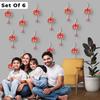 Lotus Wall Hanging with Jhumki - Set of 6 | Pink/Raani Artificial Flowers Bunch |