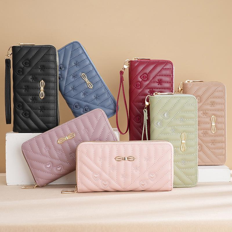 

Новый женский кошелек для девочек, длинный, большой емкости, модный кошелек на молнии чёрный