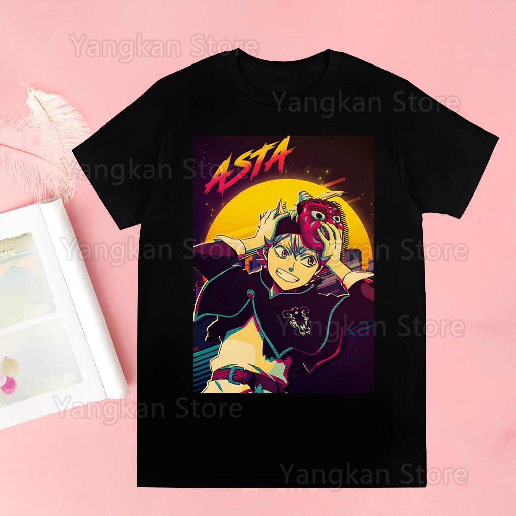 Black Clover Anime Manga Asta Yuno Trička Letní Ležérní Vintage O-výstřih Nadměrná Velikost Oblečení pro Pár Streetwear Y2k Topy