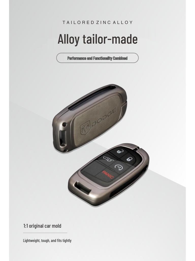 Θήκη Κλειδιού Dodge: Μεταλλικό Προστατευτικό Κέλυφος & Τσάντα από Γνήσιο Δέρμα για Journey, Caliber, Avenger