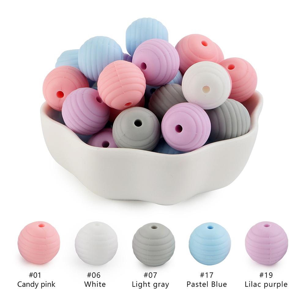 Kovict 25Pcs Threaded Silicone Beads 15mm Round Beehive Spiral Beads DIY Bracelet Necklace Accessories For Jewelry Marking