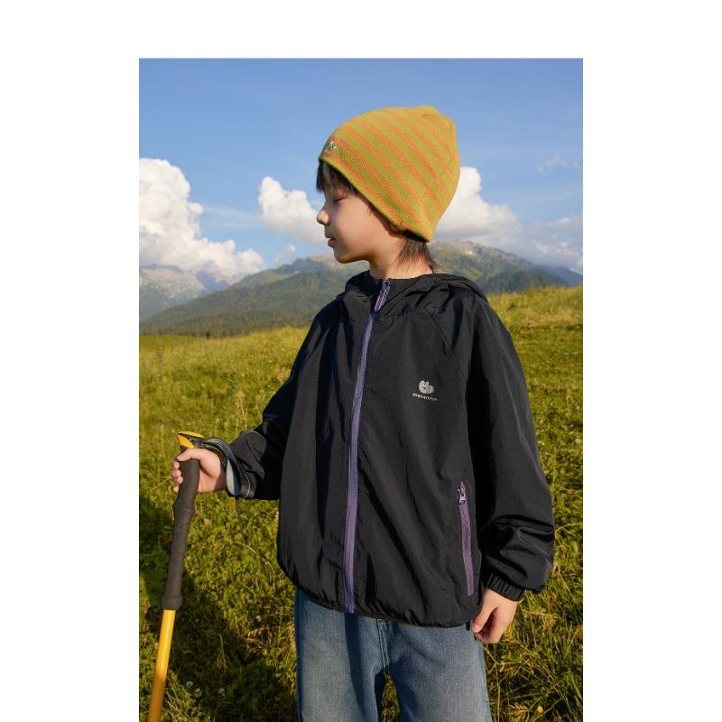 Kids Waterproof Hooded Long Sleeve Outdoor Jacket For Boys