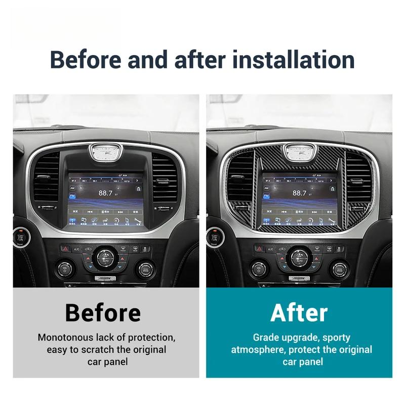 Real Soft Carbon Fiber Sticker For Chrysler 300 300C 2011 2012 2013 2014 LHD RHD Car Central Control Screen Panel Accessories.