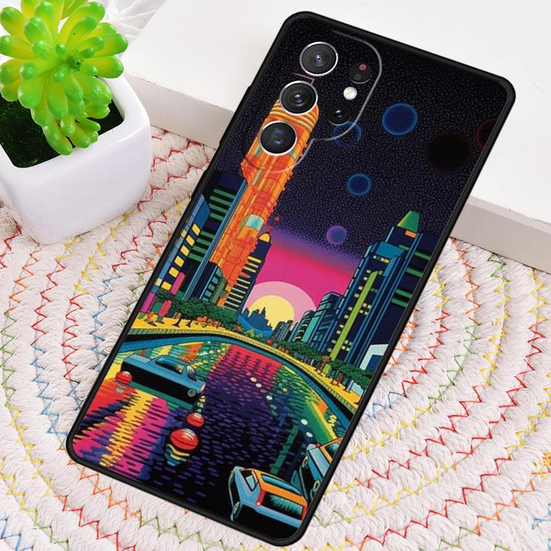 City Pop Art At Night Phone Case for Samsung Galaxy note 10 pro S26 Ultra S23 S24 FE S25 S21 S22 PLUS shockproof Cove