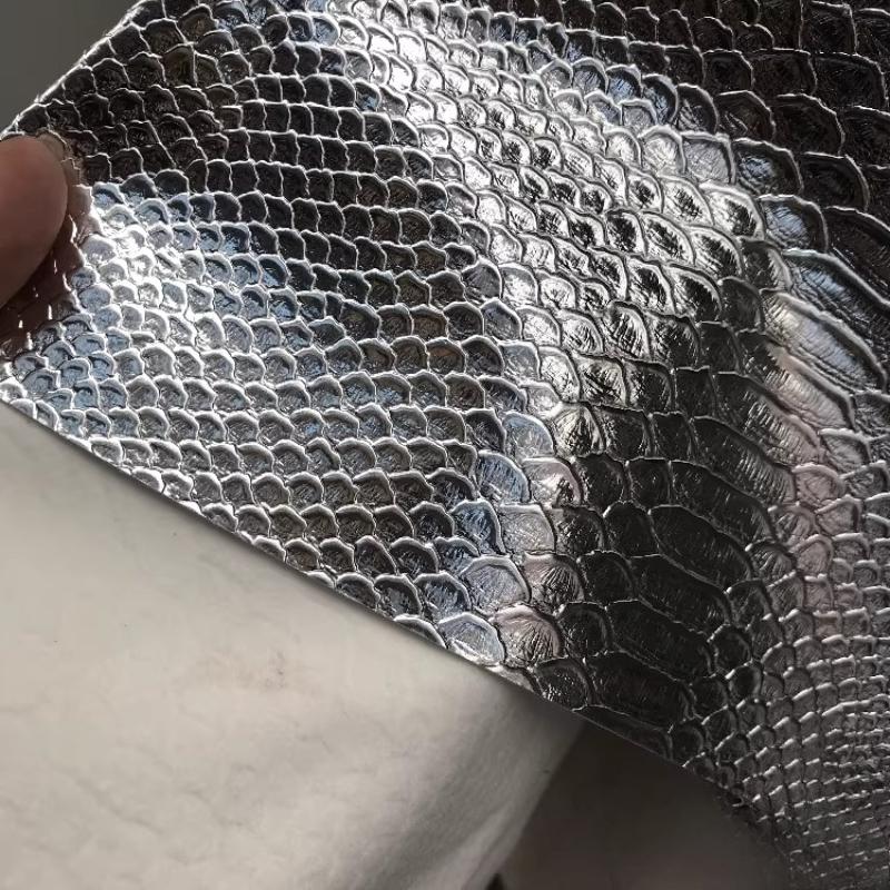 100x137cm Leather Dragon Scale Metal Fabric Artificial PU Eco-friendly Soft Fabric For handmade DIY Background Wall Hard Bag
