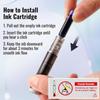 Retractable Fountain Pen 0.38mm Tip Black Ink Calligraphy Pen Transparent Barrel 5 Refillable Ink Cartridges No Leaking Pen