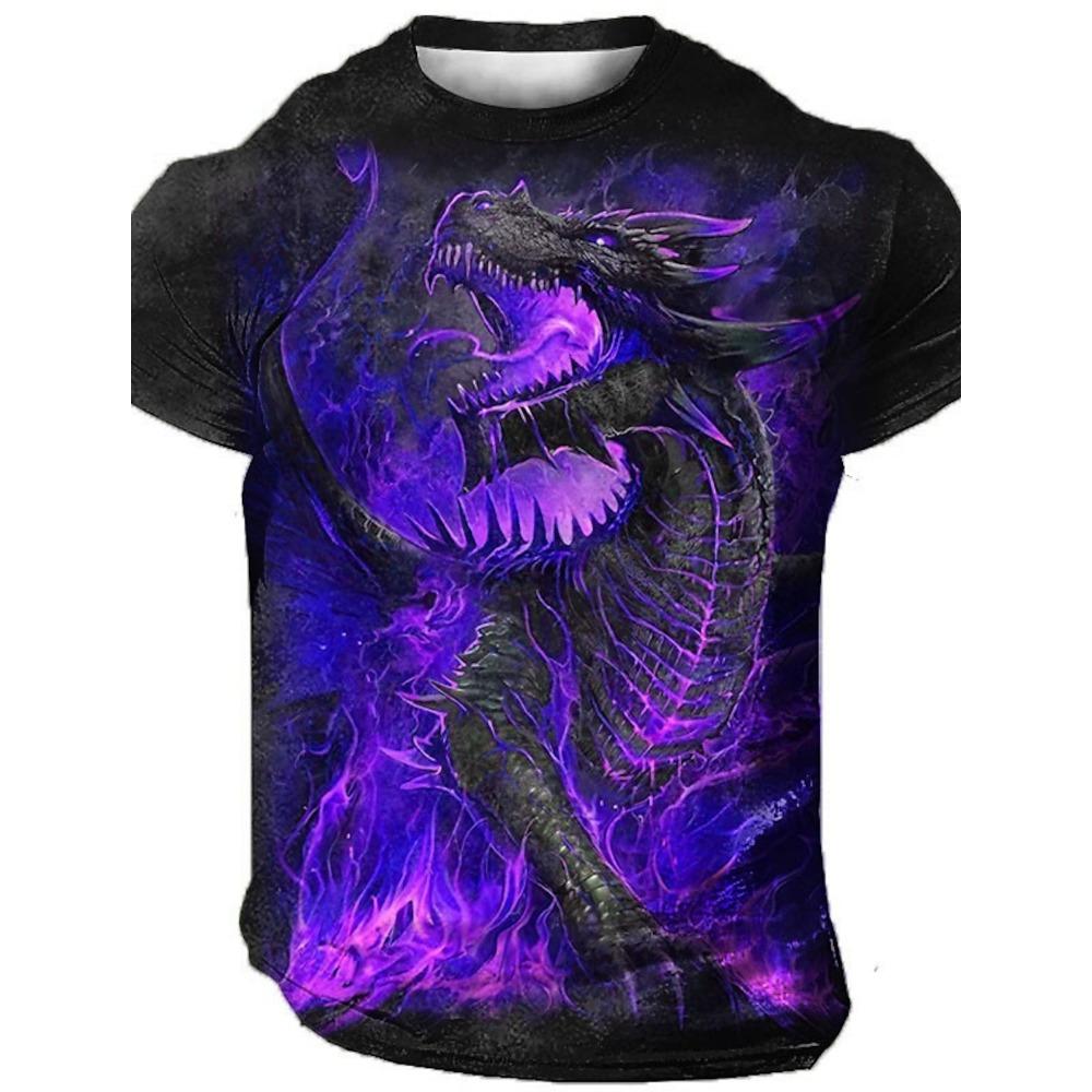 Summer Men's Vintage T Shirt 3d Print Oversized Retro Dragon Graphics Street Short Sleeve Men Clothing Fashion T-shirts Tee Tops