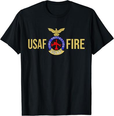NEW LIMITED Usaf Fire Usaf Fire Protection US Air Force Rescue T-Shirt Tops Tee