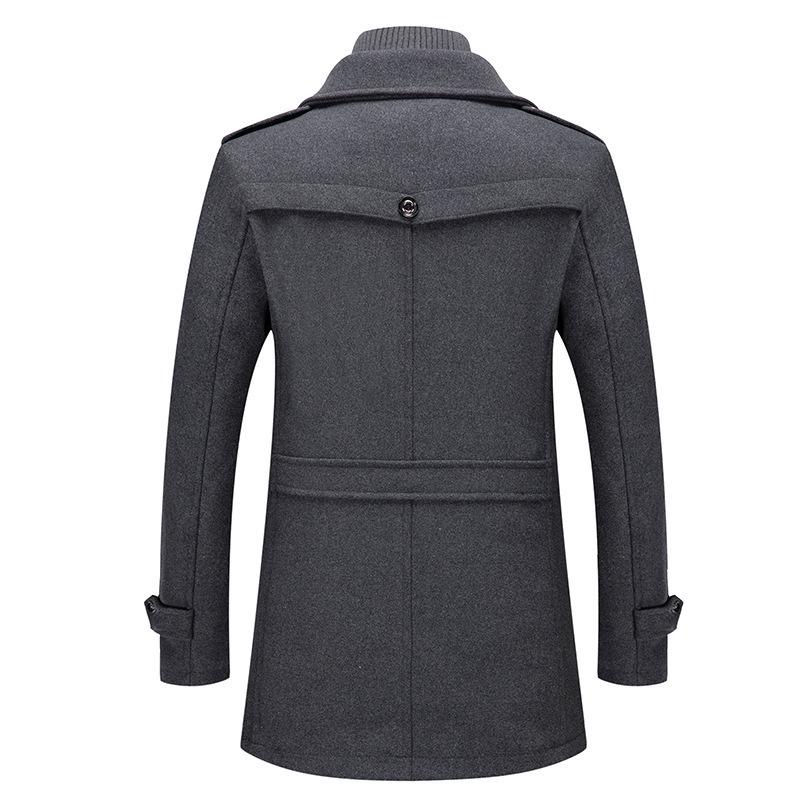 Men's Double Collar Woolen Coat: Autumn/Winter Business Style for Middle-Aged Men