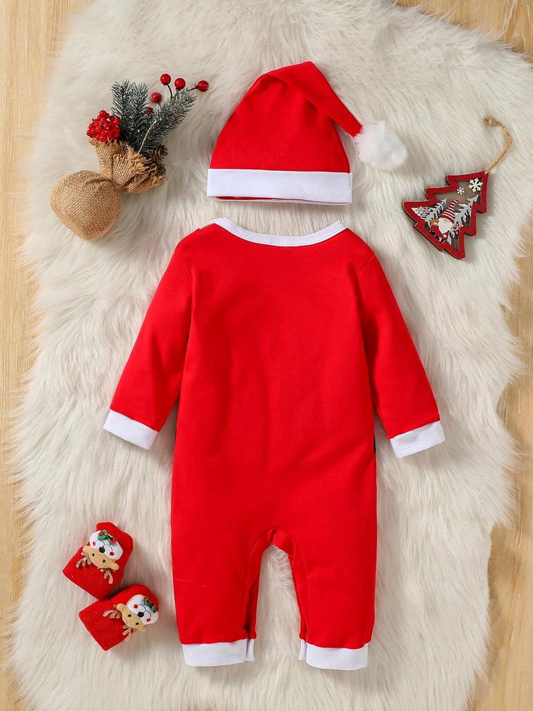 2025 Herbst/Winter Langarm Weihnachts Baby Strampler Outfit