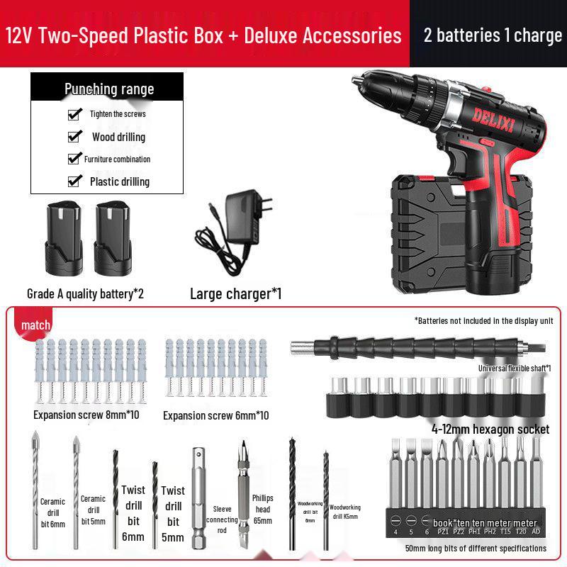 Delixi Lithium Rechargeable Multifunctional Hand Drill & Electric Screwdriver Tool