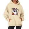 Women's O-neck Long Sleeve Halloween Printed Top Solid Color Hoodie