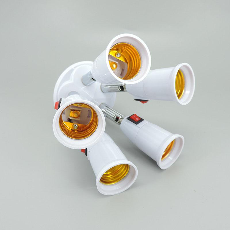 E27 TO 2 3 4 5 E27 Power Socket Way In 1 LED Light Bulbs Light Flexible Holder Base Switch Splitter Converter AC Power Lamp