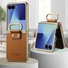 Custodia di Lusso Z Flip7 5G per Samsung Galaxy Z Flip 7 FE Pannello Posteriore in Pelle Corazzata Copertura ad Anello per Galaxy Z Flip 6 5 4 Funda Etui