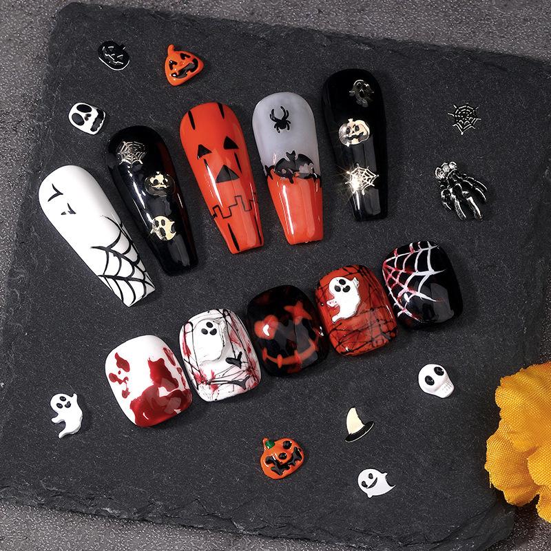 1PCS Pumpkin Skull Bat Nail Art Parts Retro Punk Style Alloy Finger Nail Charms Metal DIY Nail Art Decoration Accessories