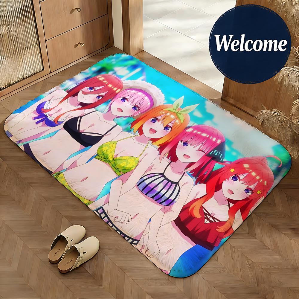 Soft Flannel Floor Mat Anime The Quintessential Quintuplets Floor Mat Non-Slip Absorbent Doormat Bathroom Bedroom Home Decor Rug