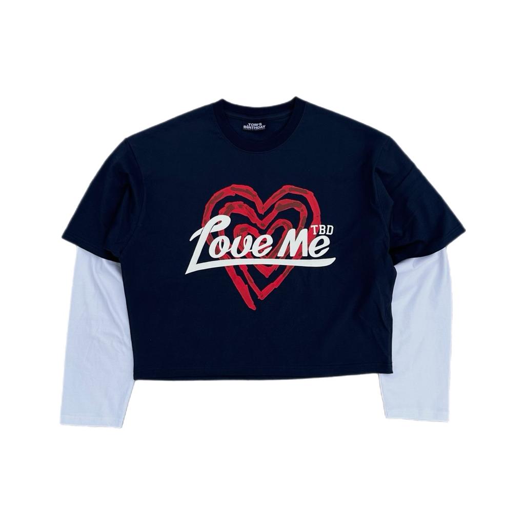 Tomseubeolseudei Heart Logo Layerd Long T-Shirts Navy