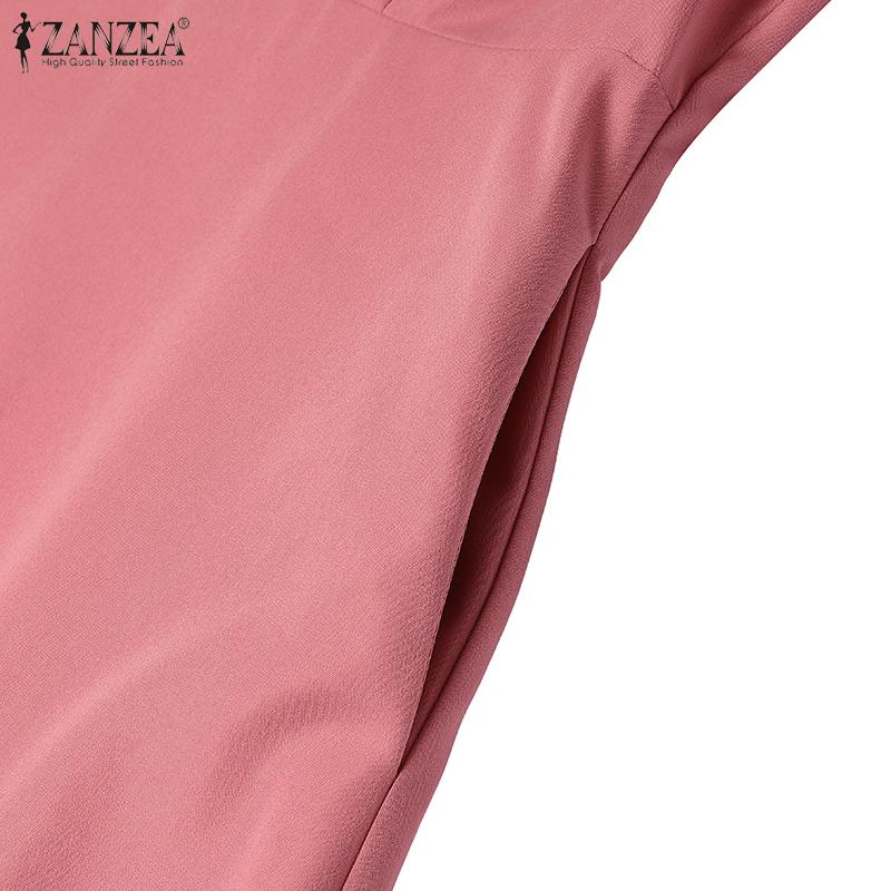 ZANZEA Dámské ležérní 3D květinové patchworkové letní šaty s krátkým rukávem