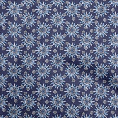 Cotton Flex Blue Fabric Asian Block Sewing Fabric by The Yard Printed DIY Clothing Sewing Supplies 40 Inch