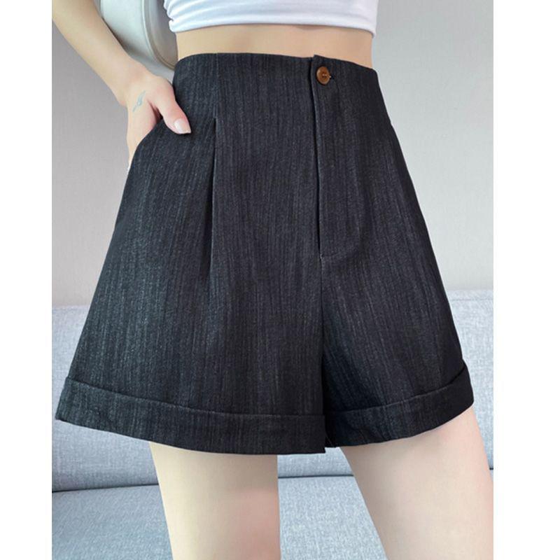 

Women s Summer 2026 Korean Style A-Line Wide-Leg Tencel Denim Shorts XL (recommended 55-60 kg) чорний