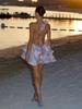 Flower Printed Short Puff Sleeve Mini Dress Women V Neck Beach Holiday Summer Short Vestido 2025 Seaside A-line Sexy Casual Gown