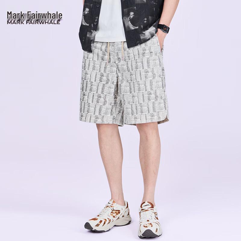 Mark Fairwhale Men s Trendy Plaid Elastic Waist Casual Shorts 175/XL хаки в клетку