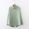 Loose Fit Blouse Long Sleeve Shirt Women's Solid Color Button Up Lapel Breathable Casual for Work Daily Life Travel