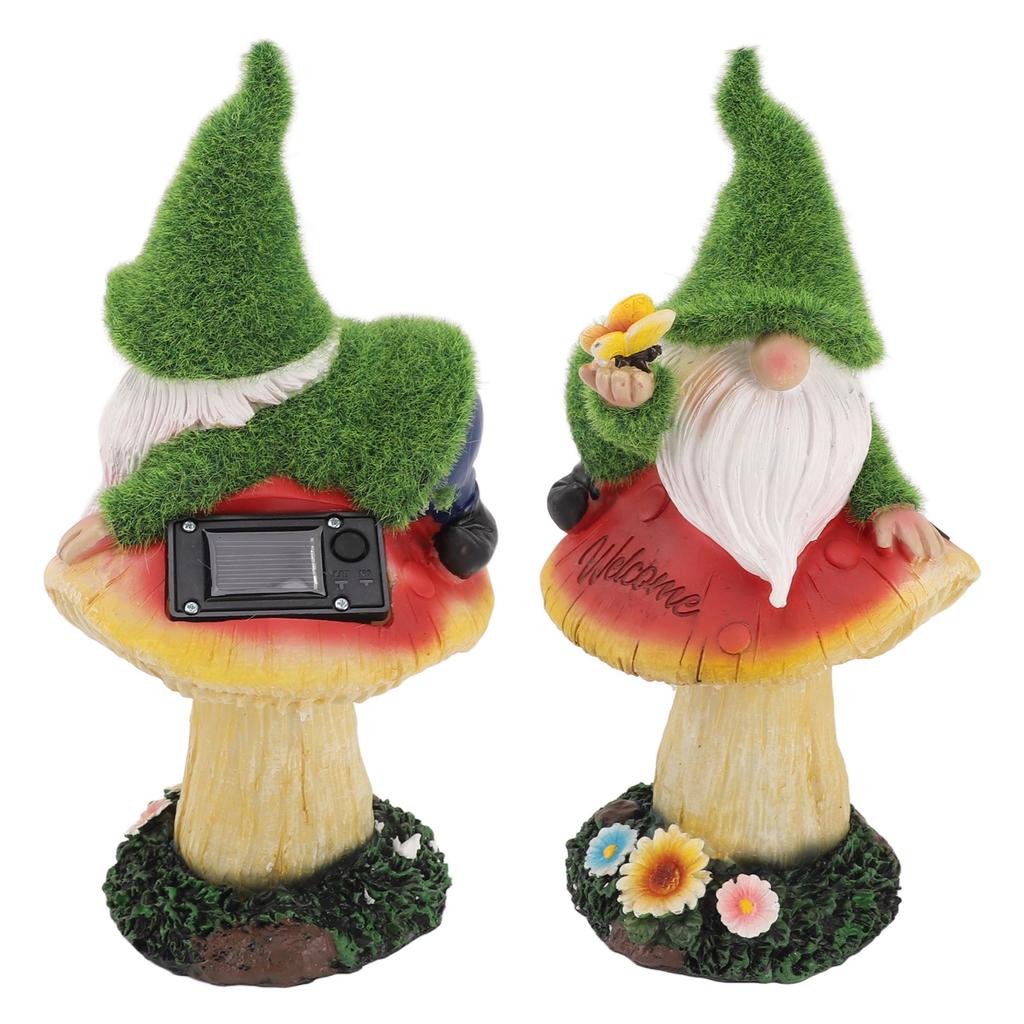 Gardon Mushroom Light Statue Resin Lifelike Unique Warm Light Garden Gnome Mushroom Sculptures for Outdoor Decoration