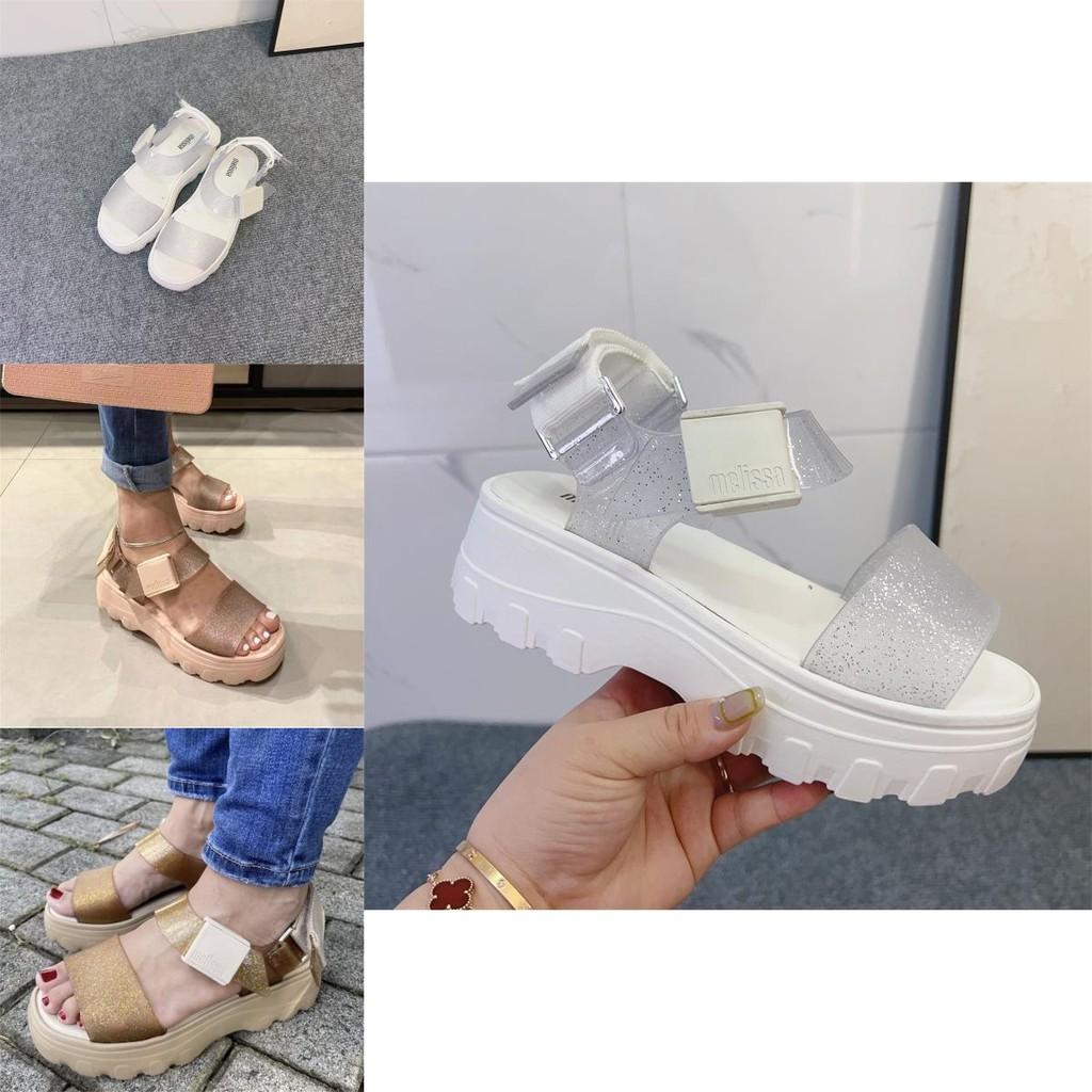2023melissa Stylish Melissa Women's Flat Sandals With Chunky Soles And Trendy Wide Straps