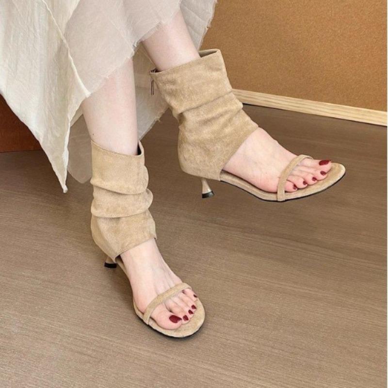 Fashion Heeled Sandals Women Summer Boots Kitten High Heels Shoes Designer New Style Brand Cowboy Ankle Open Toe Casual Party Pumps Cool