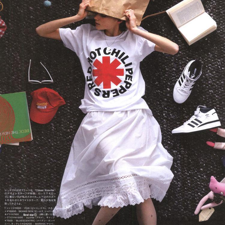 Men's Vintage Distressed Red Hot Chili Peppers Abstract Pattern T-Shirt