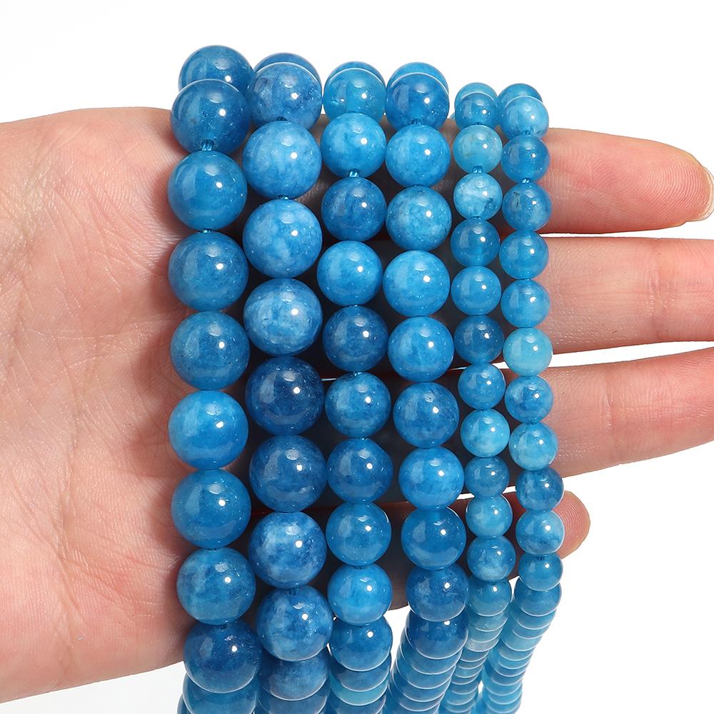 6 8 10mm Natural Apatite Stone Beads Blue Round Loose Spacer Beads For Jewelry Making DIY Crafts Bracelets Necklace Accessories