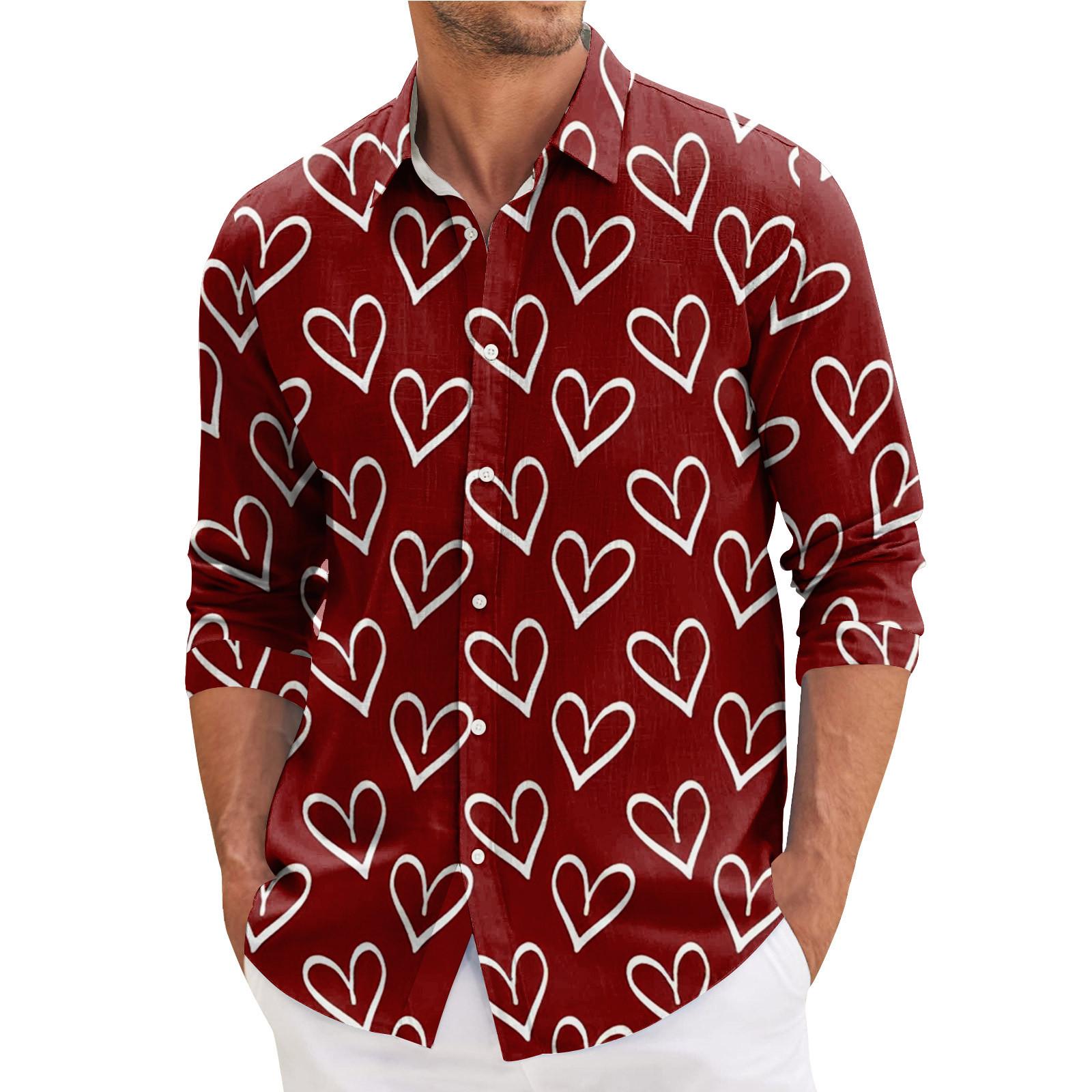 

Мужская весенняя повседневная свободная рубашка с длинным рукавом с принтом Мужская рубашка M киноварь