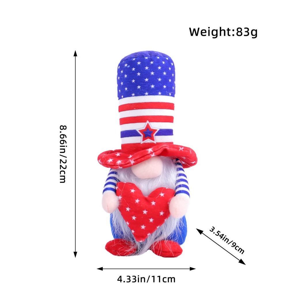 Patriotic Flag Dwarf Doll: Striped Faceless Ornament for Independence Day