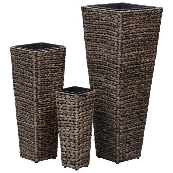 Jardinières - vidaXL - 3 pcs - Jacinthe d'eau - Marron foncé - Intérieur