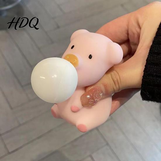 Pig Squeeze Toy Bubble Blowing Stress Relief Cartoon Sensory Soft Stretchy Animal Shape Home Office Desk