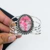 Natural Pink Thulite Gemstone Handmade 925 Sterling Silver Cuff Bangle, Pink Thulite Bangle,For Wife, Unisex Bangle, Gifts For Party Wear