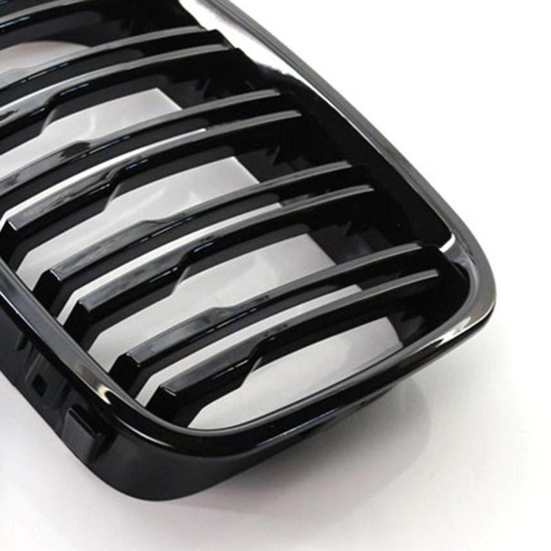 Glossy Black Front Hood Grill Grille Double Line Kidney Auto Body Trim for E46 320i 323i 325i 328i 330i 4 Door Sedan